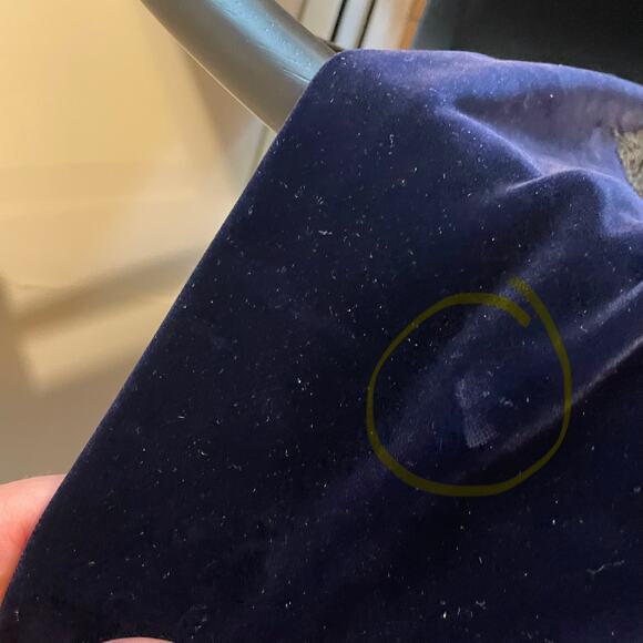 Vintage Yves Saint Laurent Rive Gauche Sz 10 Blue Velvet Black Corded Trim Skirt - Picture 10 of 13